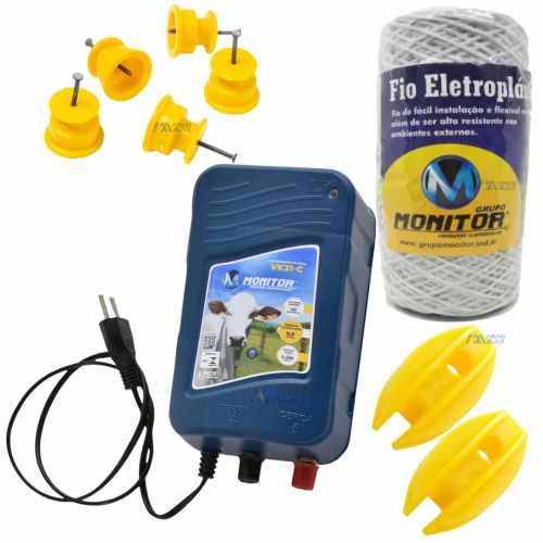 Kit Eletrificador   FioEletroplástico 250Metros   Isoladores