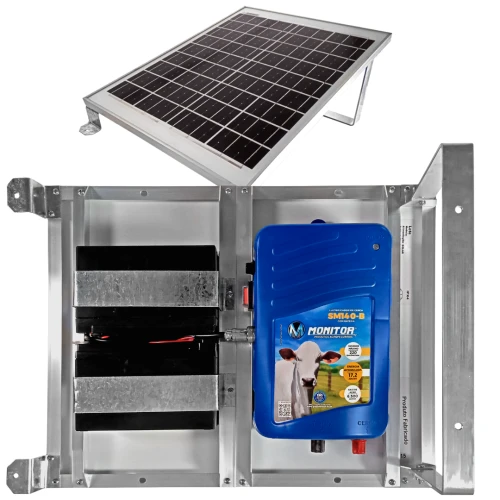 Eletrificador de Cerca Rural SM140-B c/ Painel Solar Bateria