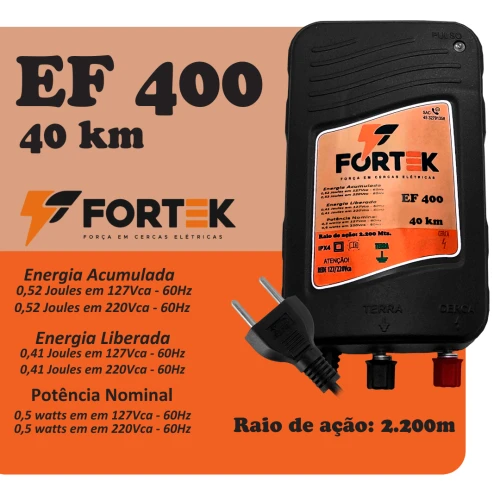 Eletrificador Rural Fortek Ef400 40km Bivolt - Peq. Porte