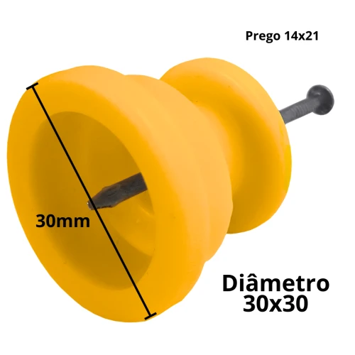 100un Isolador Roldana c/ Prego p/ Cerca 30×30 Amarelo