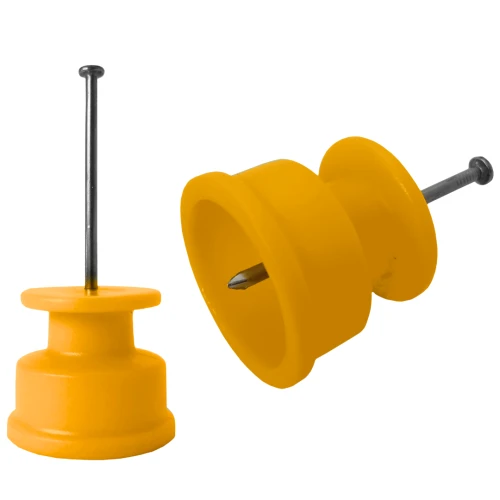 100un Isolador Roldana 36×36 c/ Prego p/ Cerca - Amarelo
