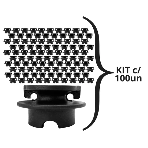 100un Isolador Roldana com garra 40×40 p/ Cerca - Preto