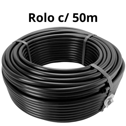 Tubo Isolador 9/16 Rolo c/ 50m Proteção Contra Raios Preto