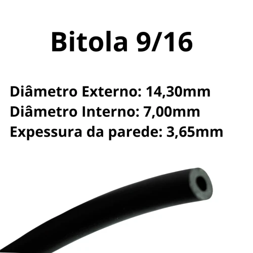 Tubo Isolador 9/16 Rolo c/ 50m Proteção Contra Raios Preto