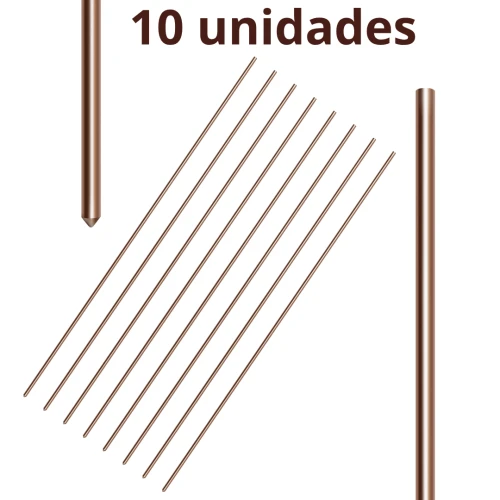 10un Haste de Cobre p/ Aterramento 3/8 1,20m c/ Conector Fio