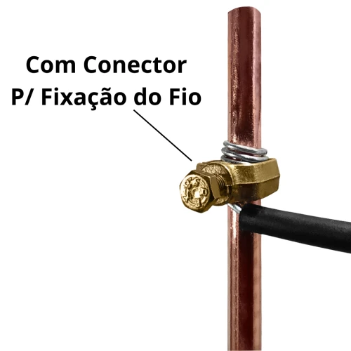 10un Haste de Cobre p/ Aterramento 3/8 2,00m c/ Conector Fio