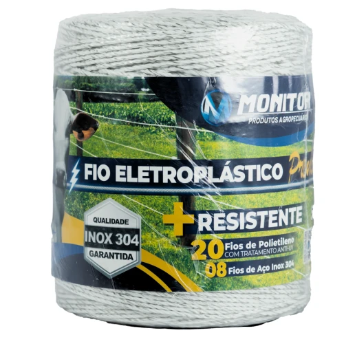 Fio Eletroplástico Cerca torcido 20×8 500m Branco Monitor