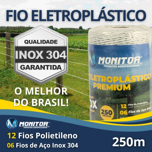 Fio Eletroplástico Trançado Cerca 12x6 250m Branco Monitor