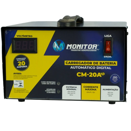 Carregador de Bateria 20 AH CM20-A 12v  c/ Auxiliar Partida