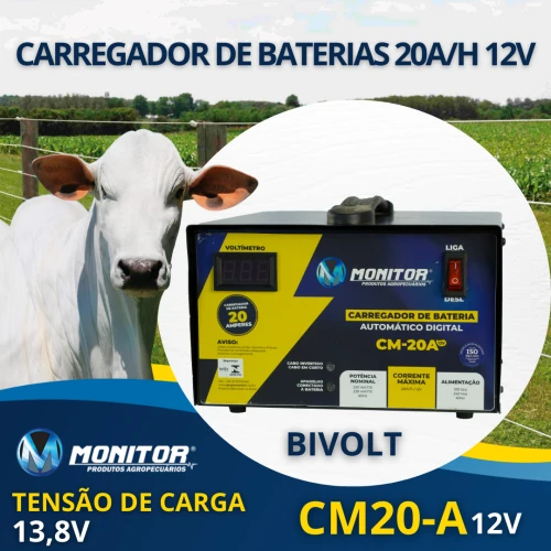 Carregador de Bateria 20 AH CM20-A 12v  c/ Auxiliar Partida