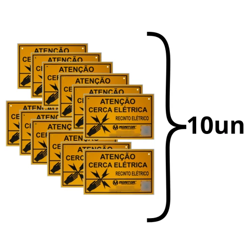 10 Placas Advertência Perigo Cerca Elétrica Monitor